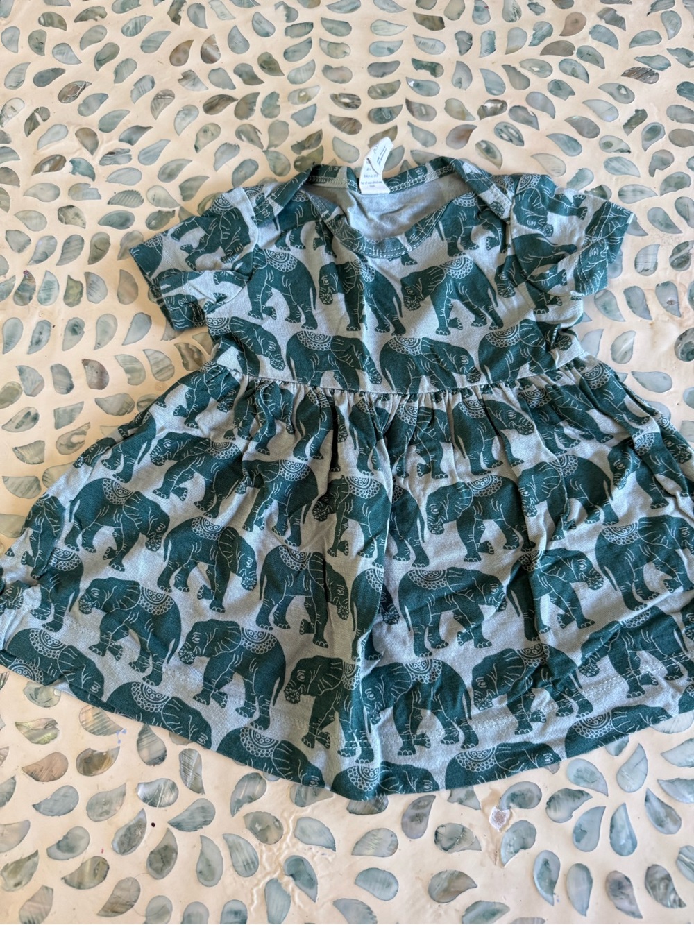 kate quinn Green Elephant Print Twirl Dress